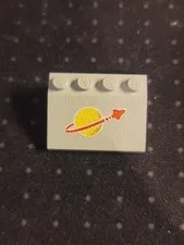 LEGO 3297 3297  Slope w/ Classic Space Logo - (1pc) Old Light Gray Vintage