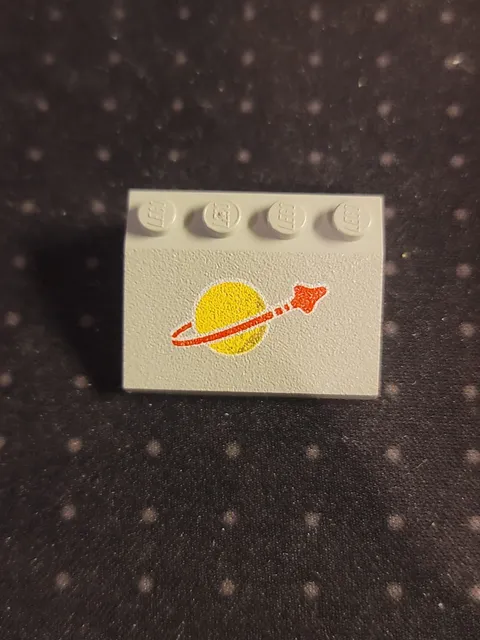 LEGO 3297 3297  Slope w/ Classic Space Logo - (1pc) Old Light Gray Vintage