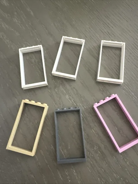 LEGO Door Frame 1 x 4 x 6 (Single Sided) (40289 / 60596) 6 Pieces White Pink Tan