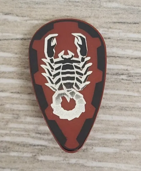 Lego 2586px16 Dark Red Minifigure Shield Oval With Black Silver Vladek Scorpion