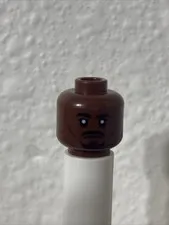 LEGO Reddish Brown Minifigure Head Black Eyebrows Moustache & Goatee, Cheek Line