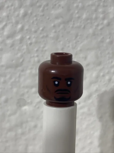 LEGO Reddish Brown Minifigure Head Black Eyebrows Moustache & Goatee, Cheek Line