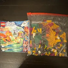 LEGO Elves Fire Dragon's Lava Cave 41175, No Box, Missing Minifig Parts