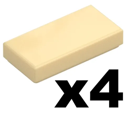 Lego 4 New TILE Tan 1 x 2 Stud Plain Mosaic Pieces Part 3069 TN04