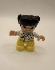 Lego Duplo Girl Asian White Shirt Yellow Pants Pigtails Daughter