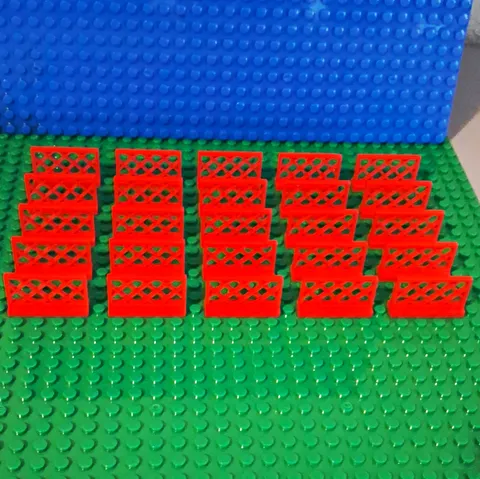 LEGO Red Fence 1x4x2 Lattice.           Lot Of 25. Excellent Condition