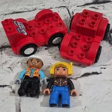 Lego Duplo Figures Lot Construction Guys With Red Cars