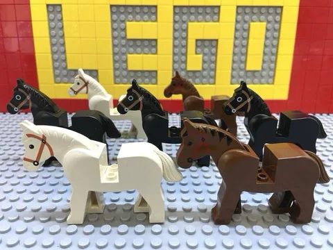 LEGO Castle Animal Minifigure Set Horses White Black Brown Figures