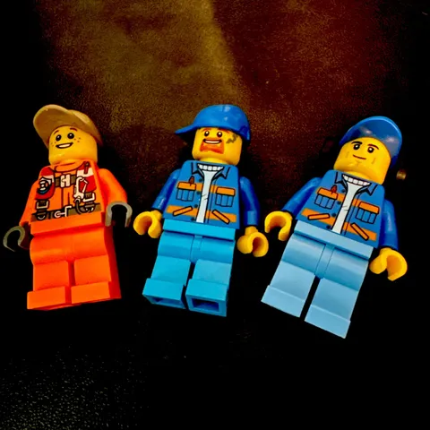 LEGO City Construction Workers Minifigure Lot X3 Orange Safety Vest Blue Uniform
