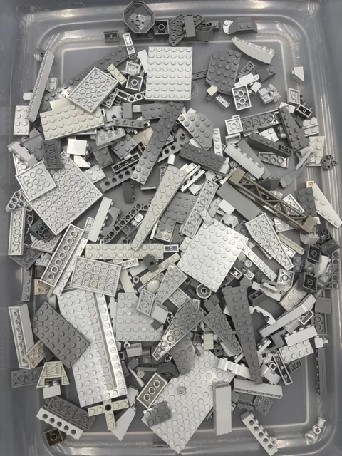 1 lb. Bulk Mixed Gray Legos - standard blocks and unique pieces (Lot D)