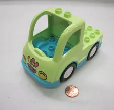 Lego Duplo Green Ice Cream Truck Vehicle For Town Treats Cones White Wheels