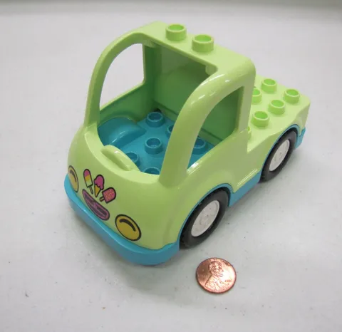 Lego Duplo Green Ice Cream Truck Vehicle For Town Treats Cones White Wheels
