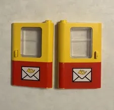 LEGO Vintage Yellow/Red Train Window DOORS Right & Left 7722