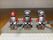 LEGO Minifigure Lord of the Rings Lot of 3 Uruk Hai Warriors w/Armor and Weapons