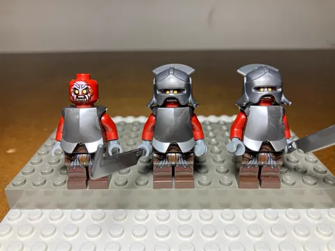 LEGO Minifigure Lord of the Rings Lot of 3 Uruk Hai Warriors w/Armor and Weapons
