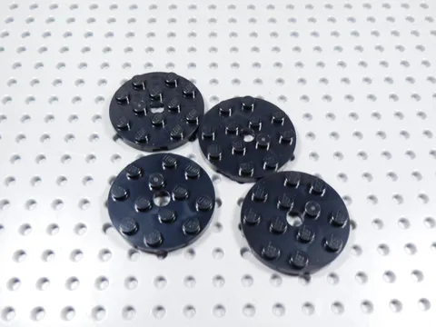 LEGO Lot of 4 Black Round 4x4 Plates BI