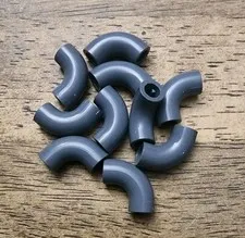 LEGO Dark Bluish Gray Brick Round Tube 1 x 1 d. 90° Elbow Macaroni QTY 10. 25214