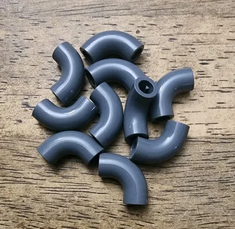 LEGO Dark Bluish Gray Brick Round Tube 1 x 1 d. 90° Elbow Macaroni QTY 10. 25214