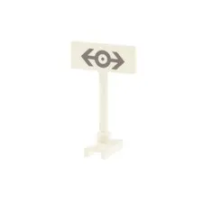 1x LEGO Traffic Road Sign Rectangle White Train Logo Gray Station x53pb02