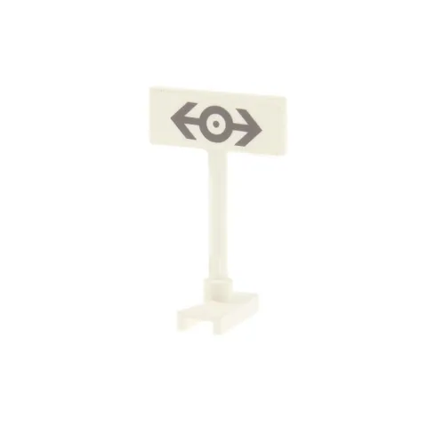 1x LEGO Traffic Road Sign Rectangle White Train Logo Gray Station x53pb02