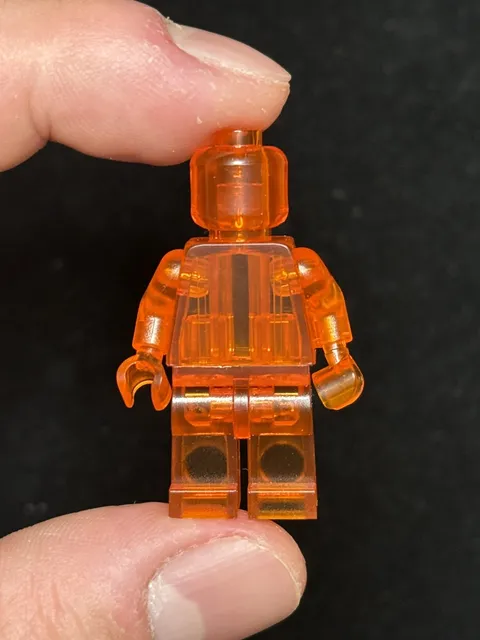 Lego Trans orange Prototype , monochrome Minifigure. Rare, hard to find 