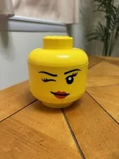 Lego Small Girl Storage Head Brick Container Girl Winking 8"