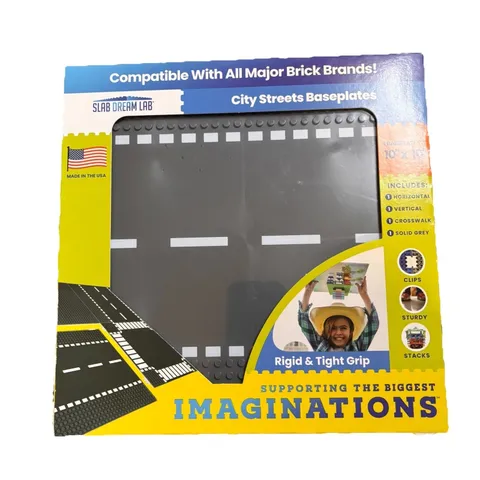 City Streets Baseplate 4 Pack Set by Slab Dream Lab Lego Major Brand Compatible