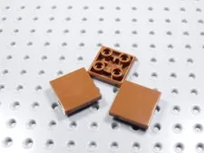 LEGO Lot of 3 Reddish Brown 2x2 Smooth Inverted Tiles Plates BN