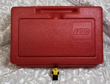 Vintage Lego Carrying Case Box Red 1980s W Police Officer Figure