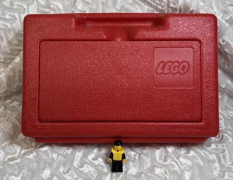 Vintage Lego Carrying Case Box Red 1980s W Police Officer Figure