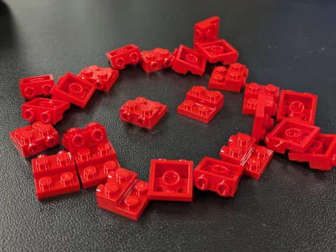 25x NEW LEGO Red Plate, Modified 2 x 2 x 2/3  (#99206) BULK Parts Building Lot