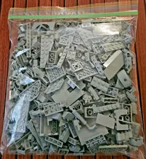 1.5 LBS LEGO Genuine Bulk Lot Light Gray Bricks Pieces Some Technic Pieces