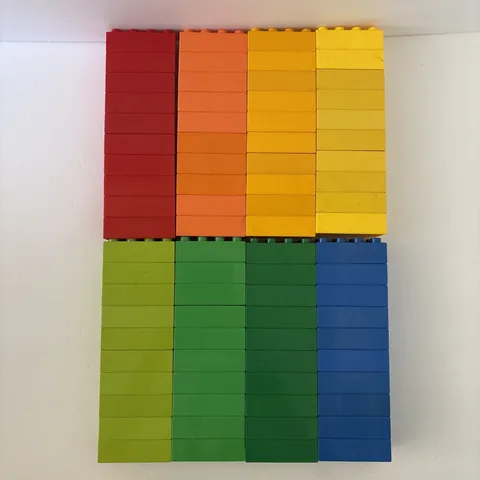 Large Lot 80 Lego Duplo 2 x 4 Bricks Blocks Red Orange Yellow Green Blue