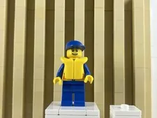 LEGO minifigure coast guard yellow/blue lifeguard cap City Town With Life Vest