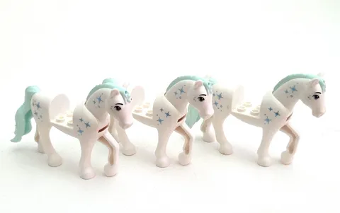 LEGO Animal Lot - 3 FRIENDS Style Ponies with Light Aqua Stars Tail Disney