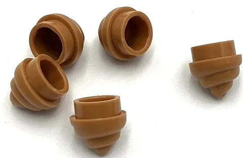 Lego 5 New Medium Nougat Plates Round 1 x 1 w/ Horizontal Swirls Twist Parts