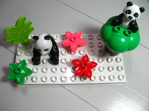 LEGO® Duplo Mom Panda & Baby Family fern Flower Tree Nature Wildlife Animal Lot