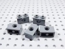 LEGO Lot of 5 Dark Bluish Gray 1x2 Technic Bricks w/ Hole BE