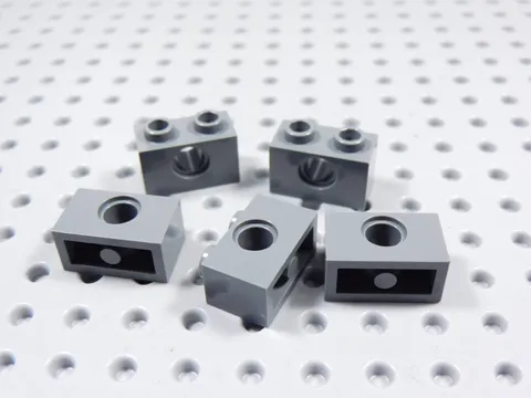 LEGO Lot of 5 Dark Bluish Gray 1x2 Technic Bricks w/ Hole BE