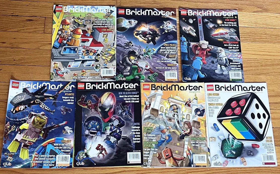 Lot of 7 Lego BrickMaster Magazines - Issues May-June 2009 Through Jul-Aug 2010
