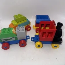 Lego Duplo Push Train Engine & Caboose Passenger Freight Car Lot 4X Set Vintage