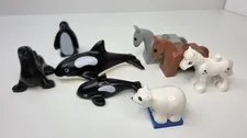 LEGO Duplo Lot of Zoo Animals 8 Figures Horse Whales Polar Bear Penguin Seal