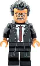 Lego New Minifigure Lt. James Gordon Black Hair Black Suit Dark Red Tie Part