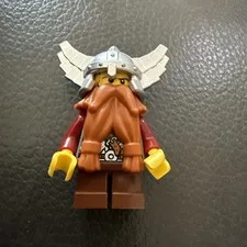Lego Dwarf orange beard helmet wings Fantasy Era Castle minifigure 7040 cas373