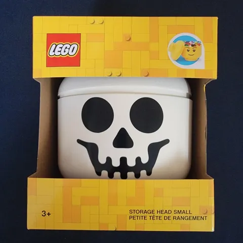 LEGO Skeleton Skull Storage Head Small Container, Halloween Decor Candy Bowl NEW