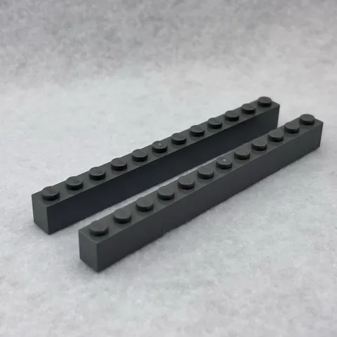 LEGO 6112 Dark Bluish Gray Brick 1 x 12 (x2)