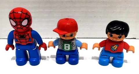 LEGO DUPLO Mini Figures Spiderman Boy With Hat Boy with Rocket Shirt LOT OF 3