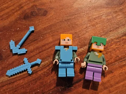 Lego Minecraft Set Of 2 Alex azure diamond armor And Green And Lavender Pants