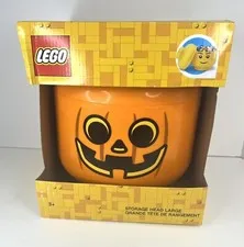 LEGO Storage Head Large PUMPKIN Jack O Lantern Container Brand New