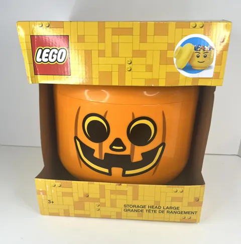 LEGO Storage Head Large PUMPKIN Jack O Lantern Container Brand New